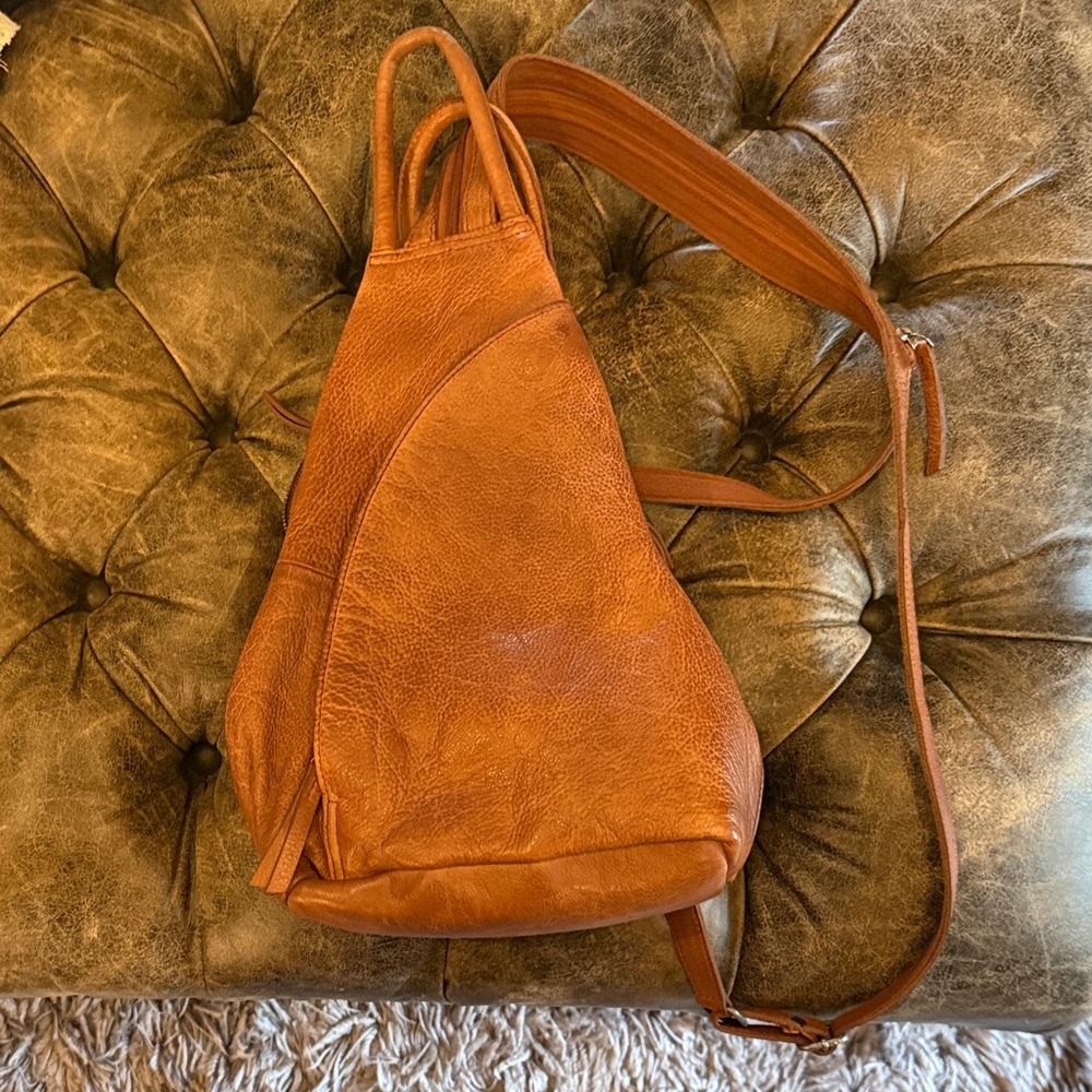 We The Free Cognac Leather Sling Backpack